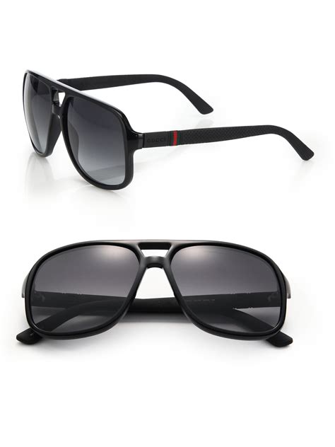 gucci men's black aviator sunglasses|gucci 56mm exaggerated aviator sunglasses.